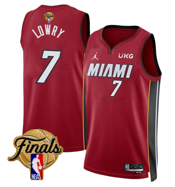 Men's Miami Heat #7 Kyle Lowry Red 2023 Finals Statement Edition Stitched Basketball Jersey